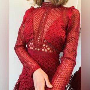 Self-Portrait Lace Red Dress